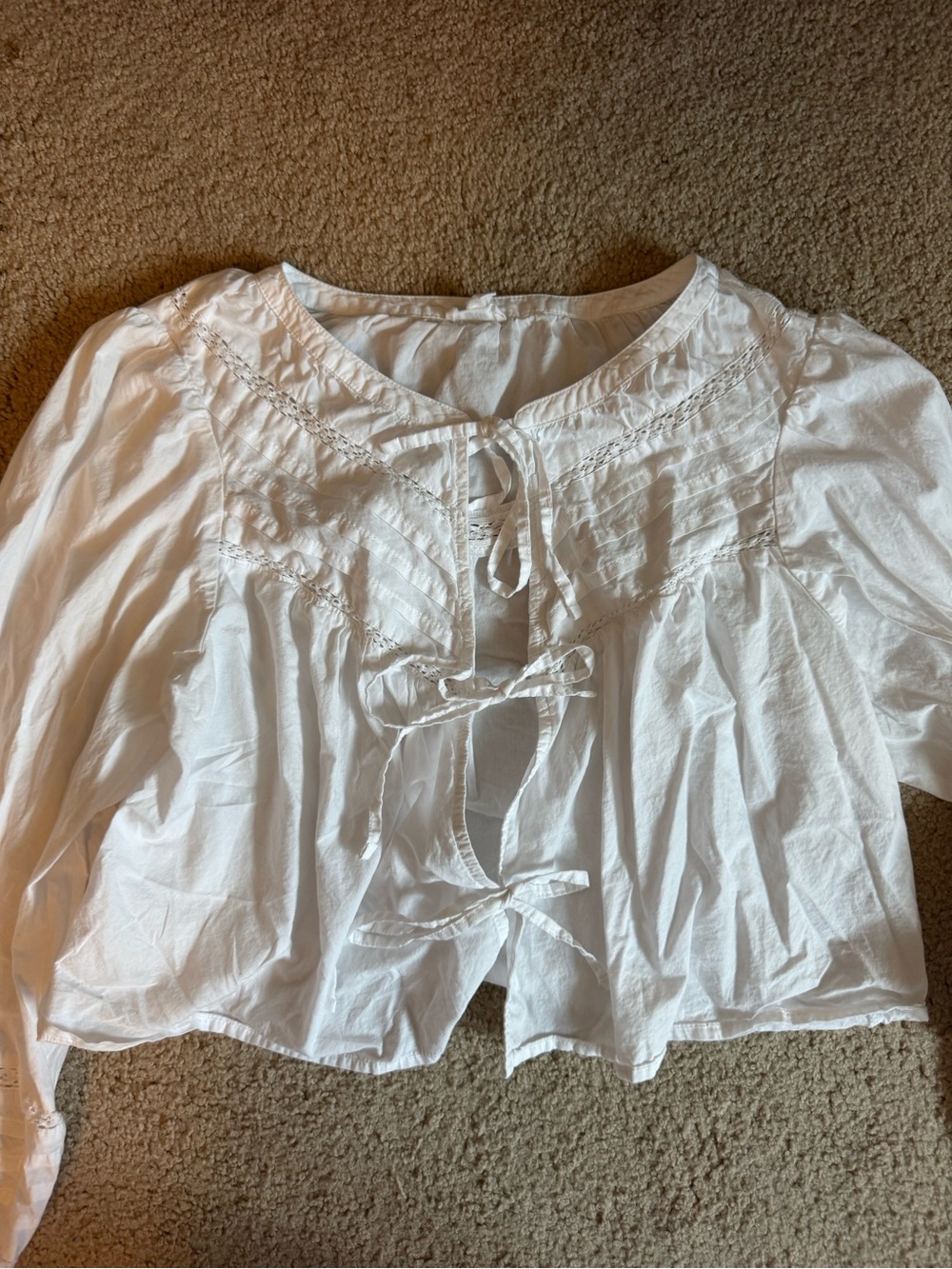 aerie White Tie-Front Peasant Blouse